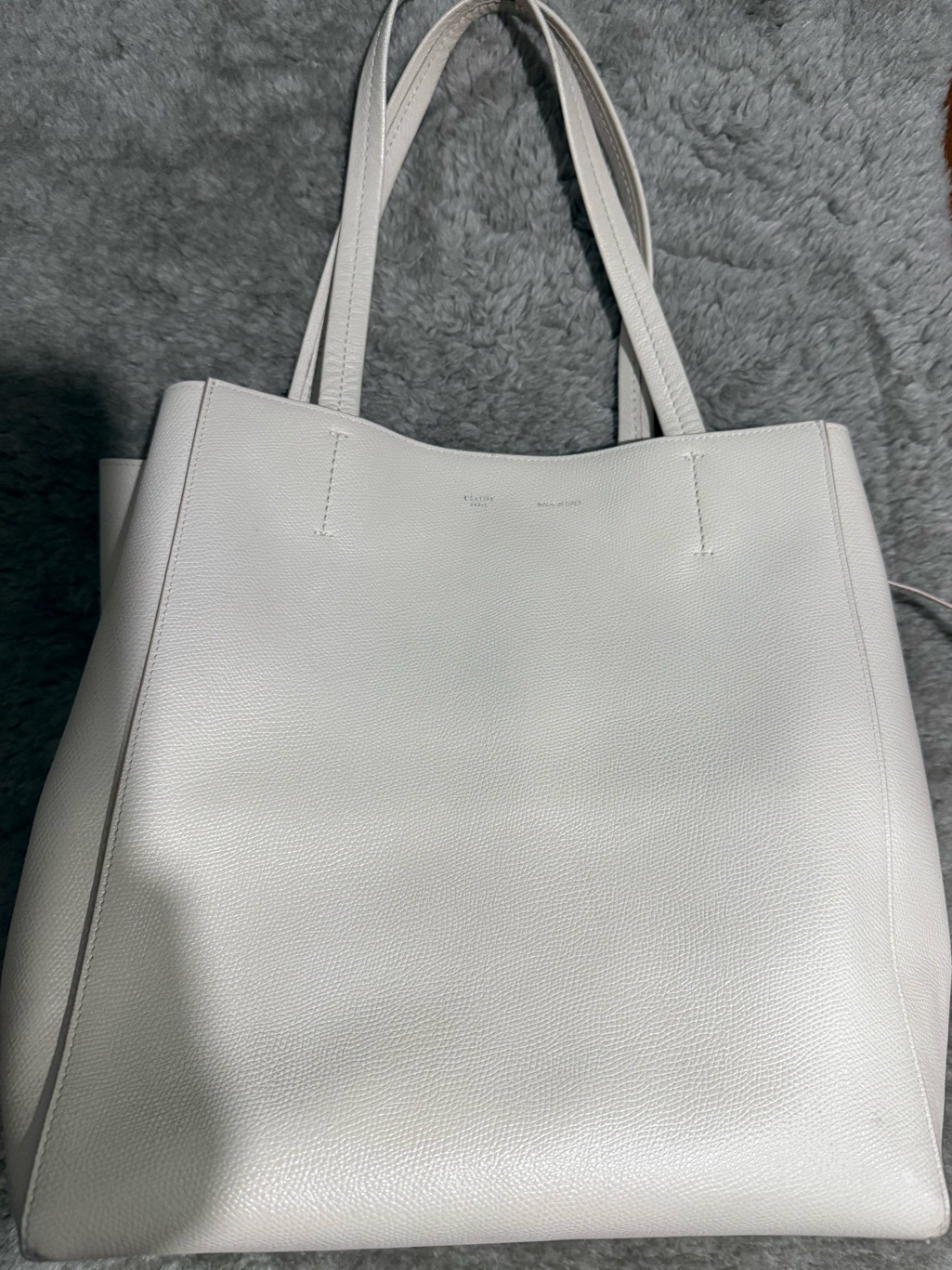 Celine Off-White Leather Tote Bag - Minimalist Women's Shoulder Carryall